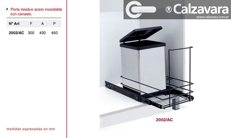 PORTA RESIDUO A/INOC C/BOT 2002/AC