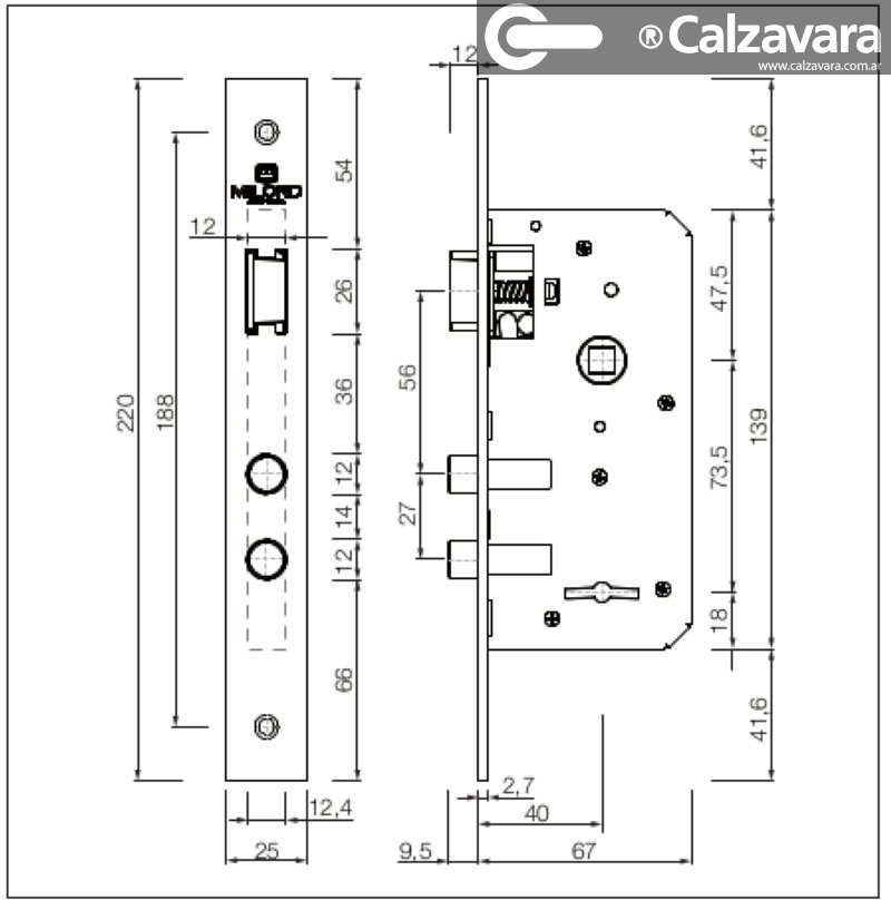 CERRADURA MILORD M401HC20 PLATIL