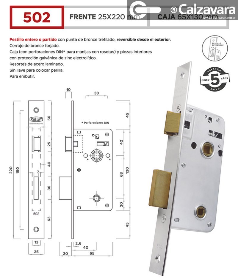 CERRADURA KALLAY 502 AC INOX