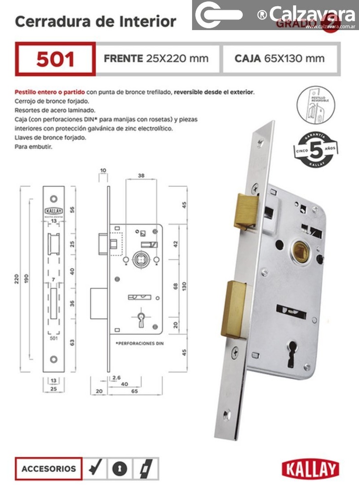CERRADURA KALLAY 501 AC INOX
