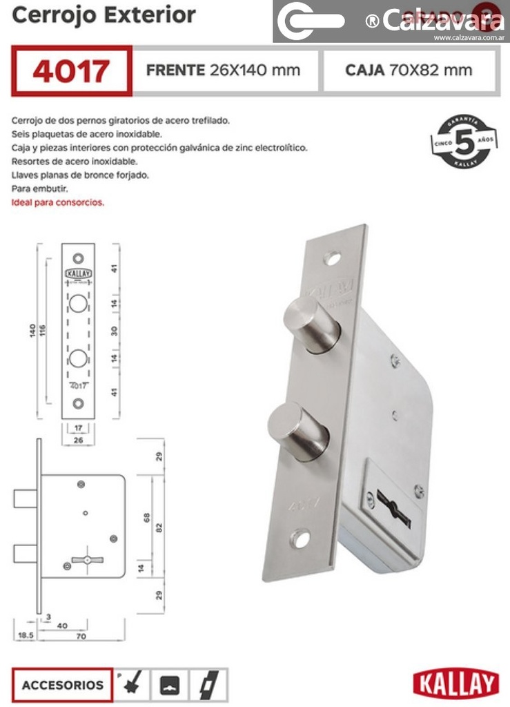 CERROJO KALLAY 4017 NIQ