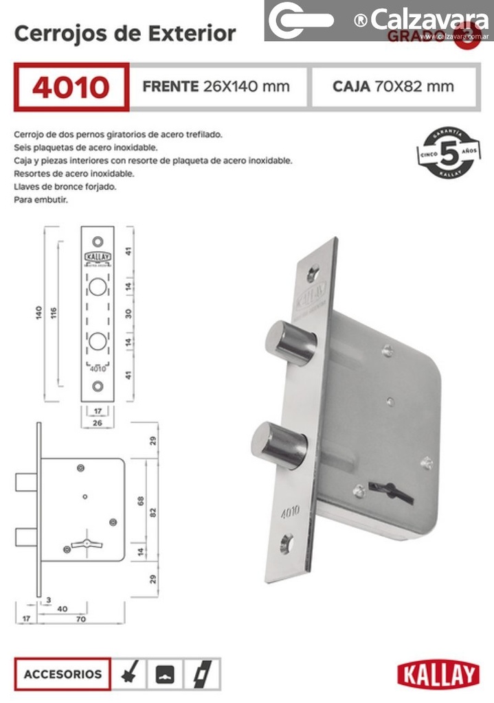 CERROJO KALLAY 4010 NIQ