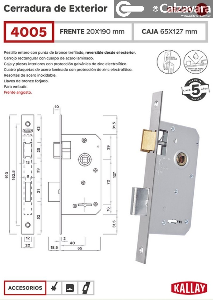 CERRADURA KALLAY 4005 NIQ A GRANEL