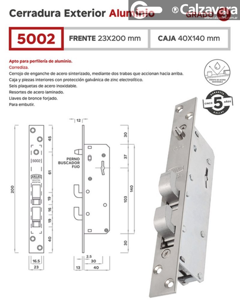 CERRADURA KALLAY 5002 NIQ CORREDIZA