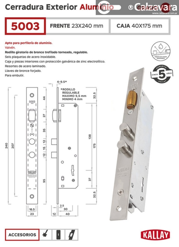 CERRADURA KALLAY 5003 NIQ 40mm