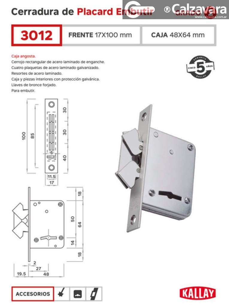 CERROJO KALLAY 3012 NIQ CORRED