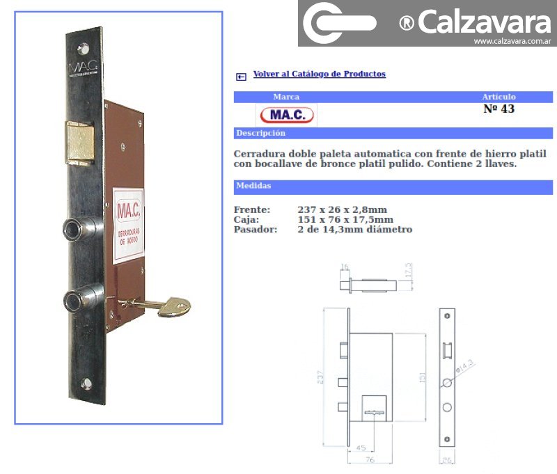 CERRADURA M.A.C A43 NIQ AUTOMATICA