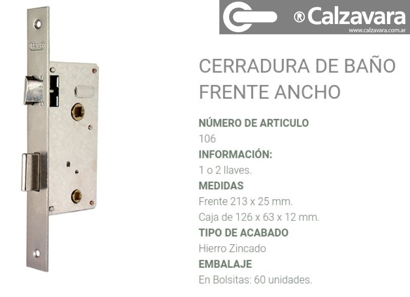 CERRADURA PRIVE 106 ZINC P/BANO