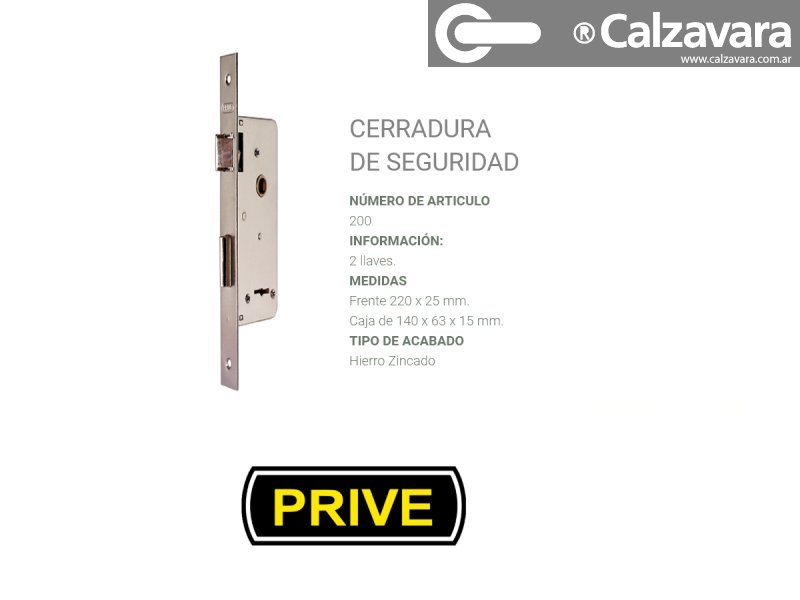 CERRADURA PRIVE 200 ZINC GRANEL ZB5