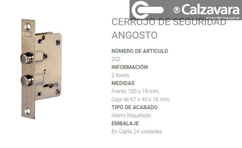 CERROJO PRIVE 202 ZINC ANGOSTO 2P