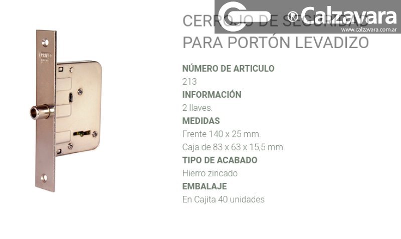 CERRADURA PRIVE 213 ZINC LEVADIZO