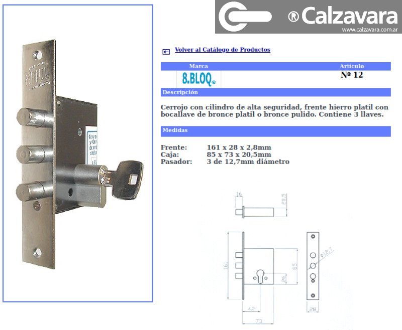 CERROJO 8 BLOQ A12 IMP
