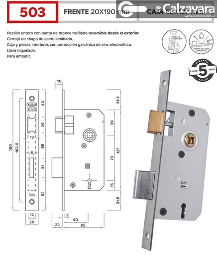 CERRADURA KALLAY 503 INOX