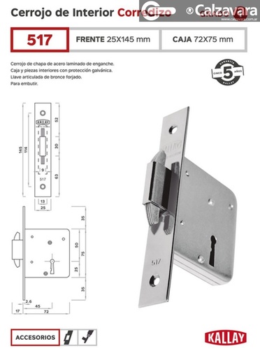 CERROJO KALLAY 517 NIQ CORRED