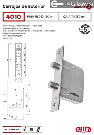 CERROJO KALLAY 4010 NIQ