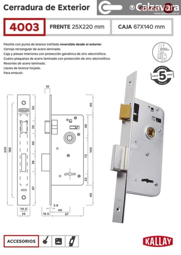 CERRADURA KALLAY 4003 NIQ