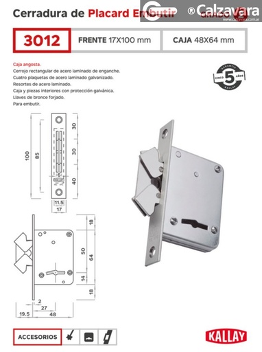 CERROJO KALLAY 3012 NIQ CORRED