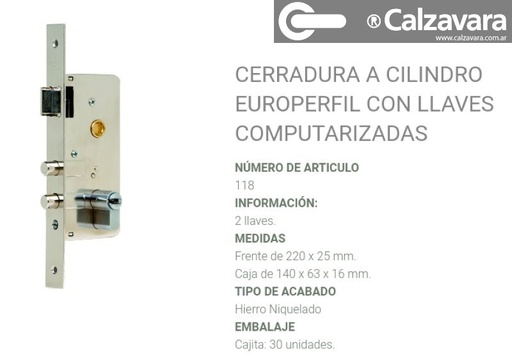 CERRADURA PRIVE 118 2 P C/CILINDRO