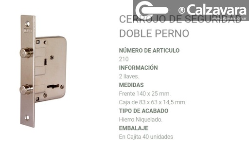 CERROJO PRIVE 210 NIQ 2P